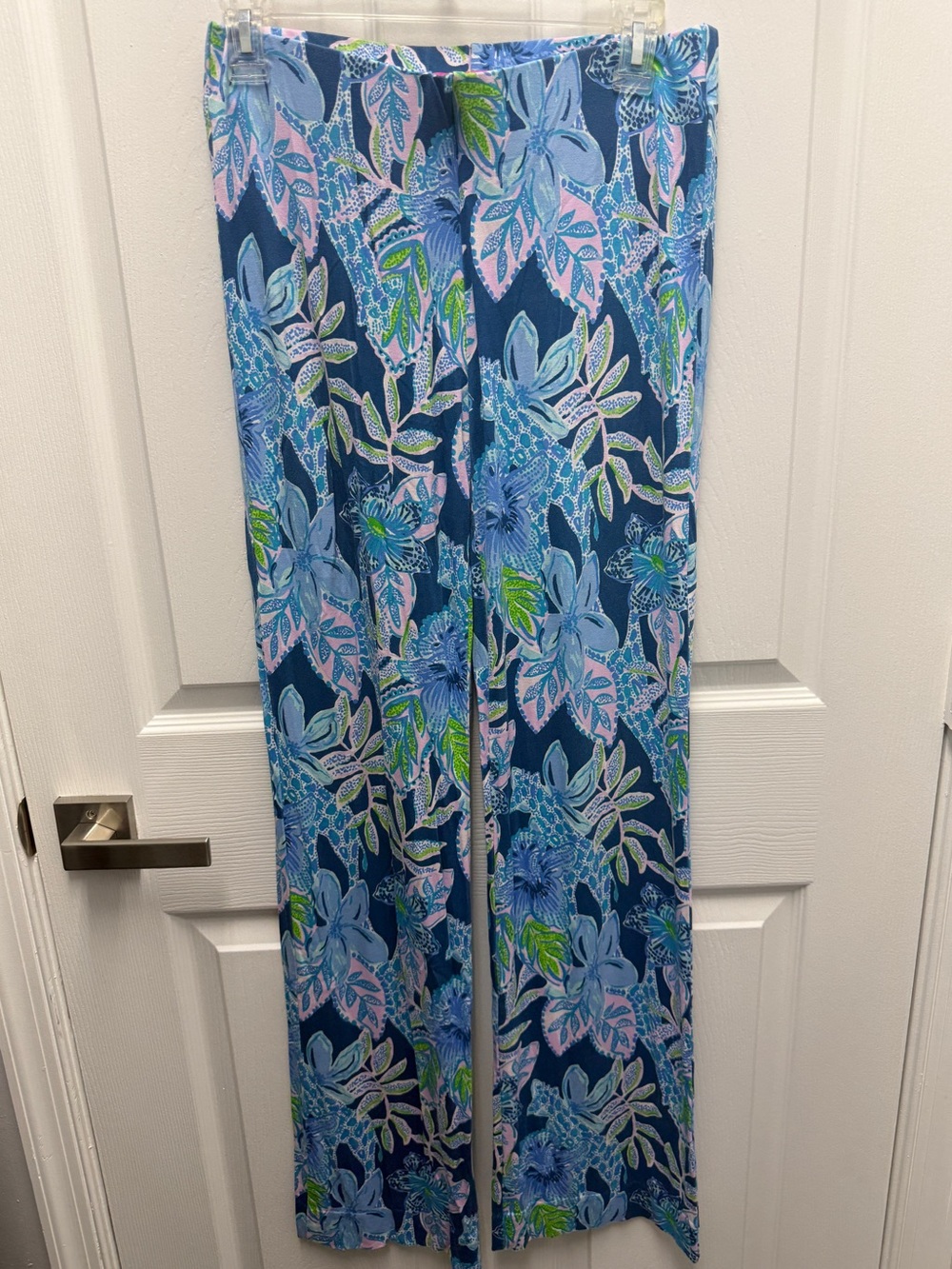 Lilly Pulitzer Georgia May Palazzo Pants Blue & Pink Rayon & Spandex Small